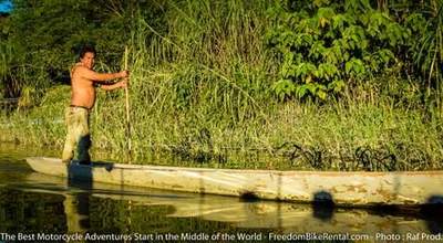 canoe dugout in amazon basin motorcycle adventure