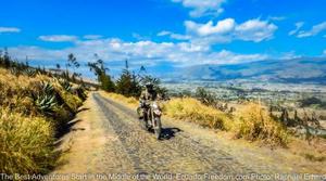 cobbled road latacunga to pujili with motorcycle
