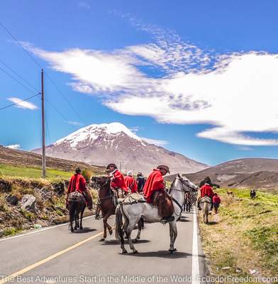 ecuadorian cowboys on road near kunuyacu hot springs