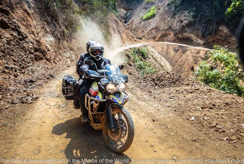 2 up on Triumph Tiger 800XCx in Ecuador on Motorcycle Adventure Tour