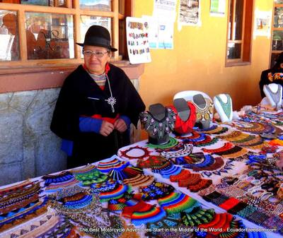 saraguro women selling necklaces