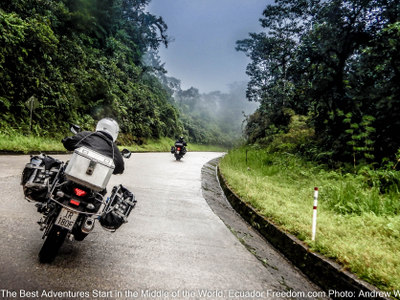 riding out of the amazon basin back into the andes in ecuador