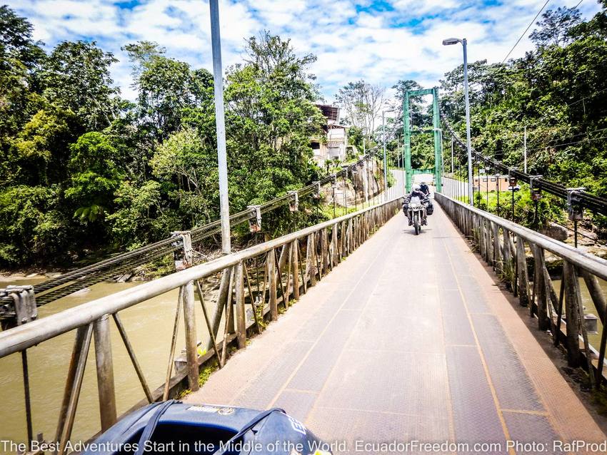 metal bridge misahualli motorcycle adventure