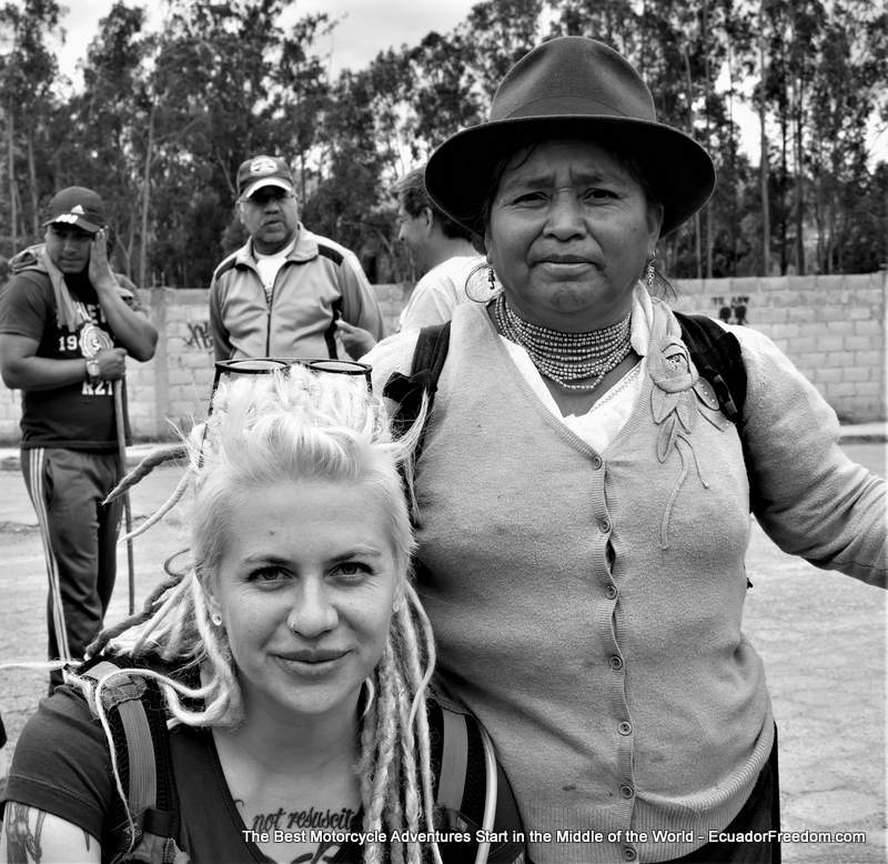 Egle in Otavalo guiding tour with local Ecaudorian