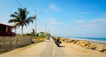 riding along san clemente beach ecuador motorcycle adventure