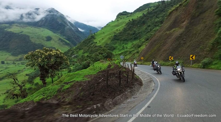 Riding down into the cloudforst on an Ecuador Motorcycle Adventure TOur